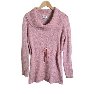 Motherhood Maternity Baby Pink Cowl Neck Tie Waist Sweater. Size Medium